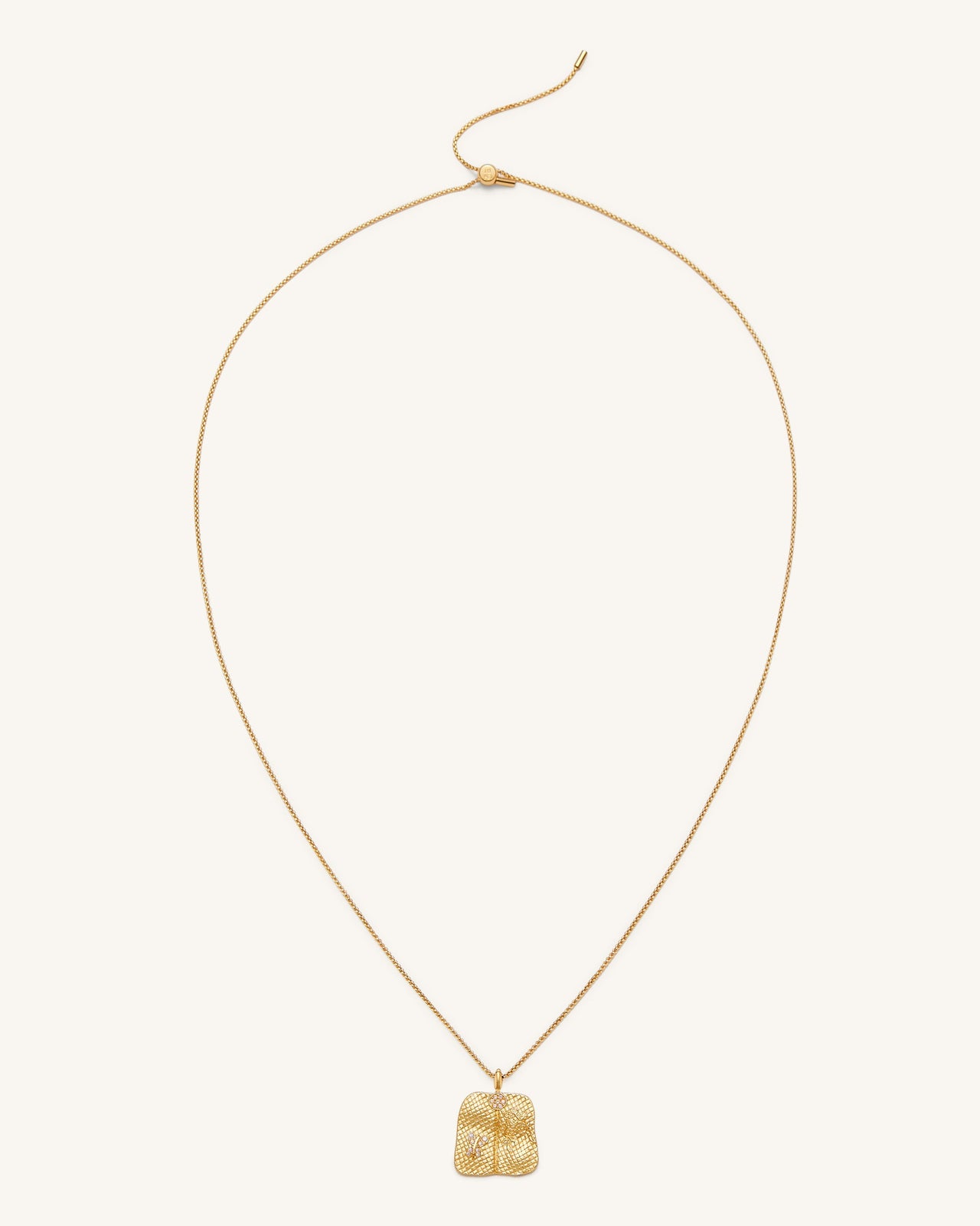 Collana con ciondolo a ventaglio di piantaggine - Placcato oro 18 ct & Zircone bianco