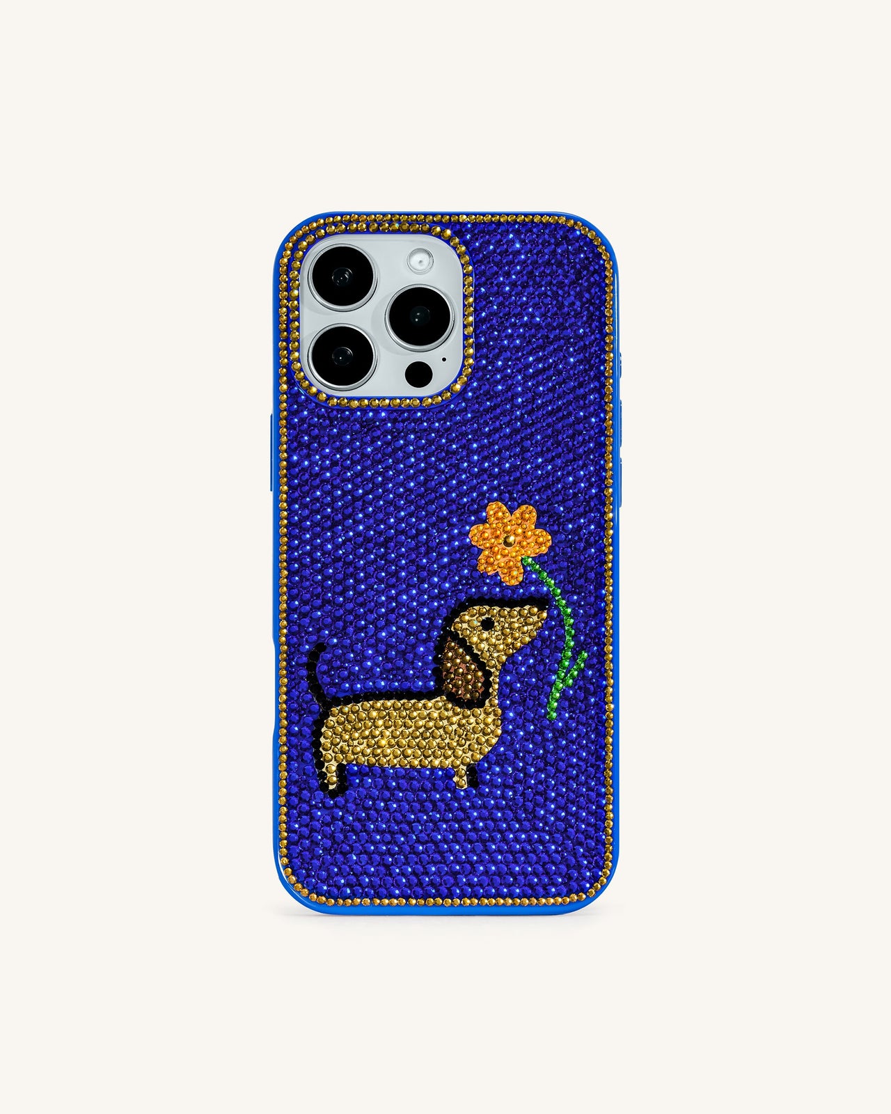 Custodia per telefono Bassotto con fiore - Blu multicolore