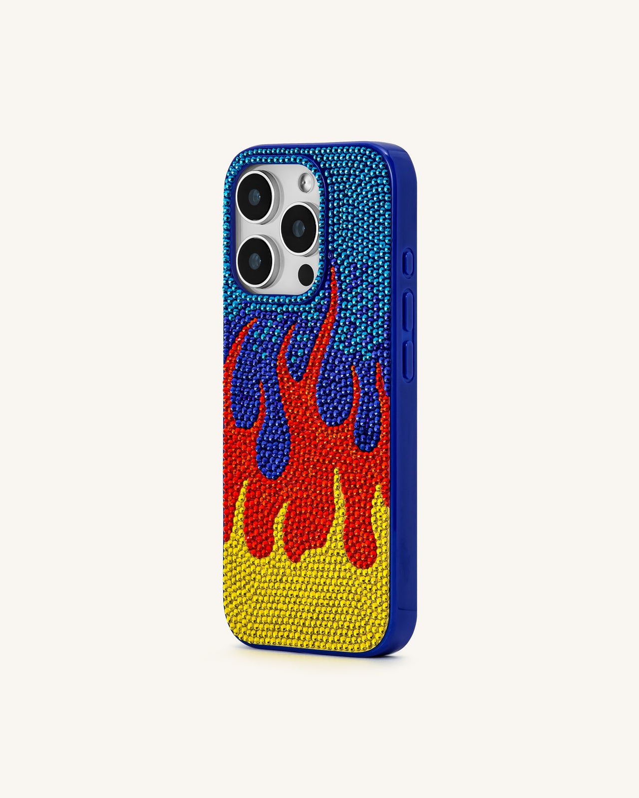 Custodia per iPhone con Motivo Fiamma – Blu Multicolore
