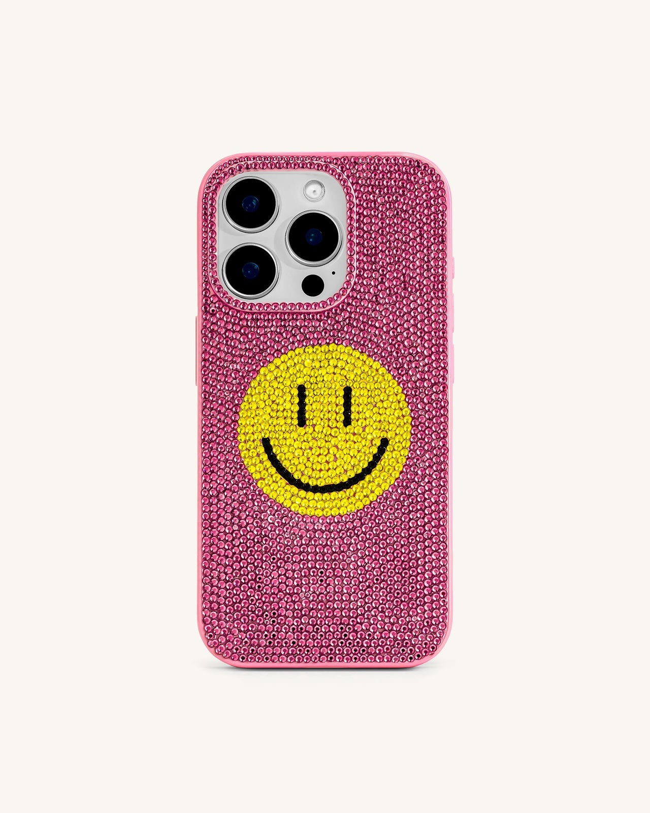 Custodia per Telefono con Cristalli Artificiali Smiley - Rosa