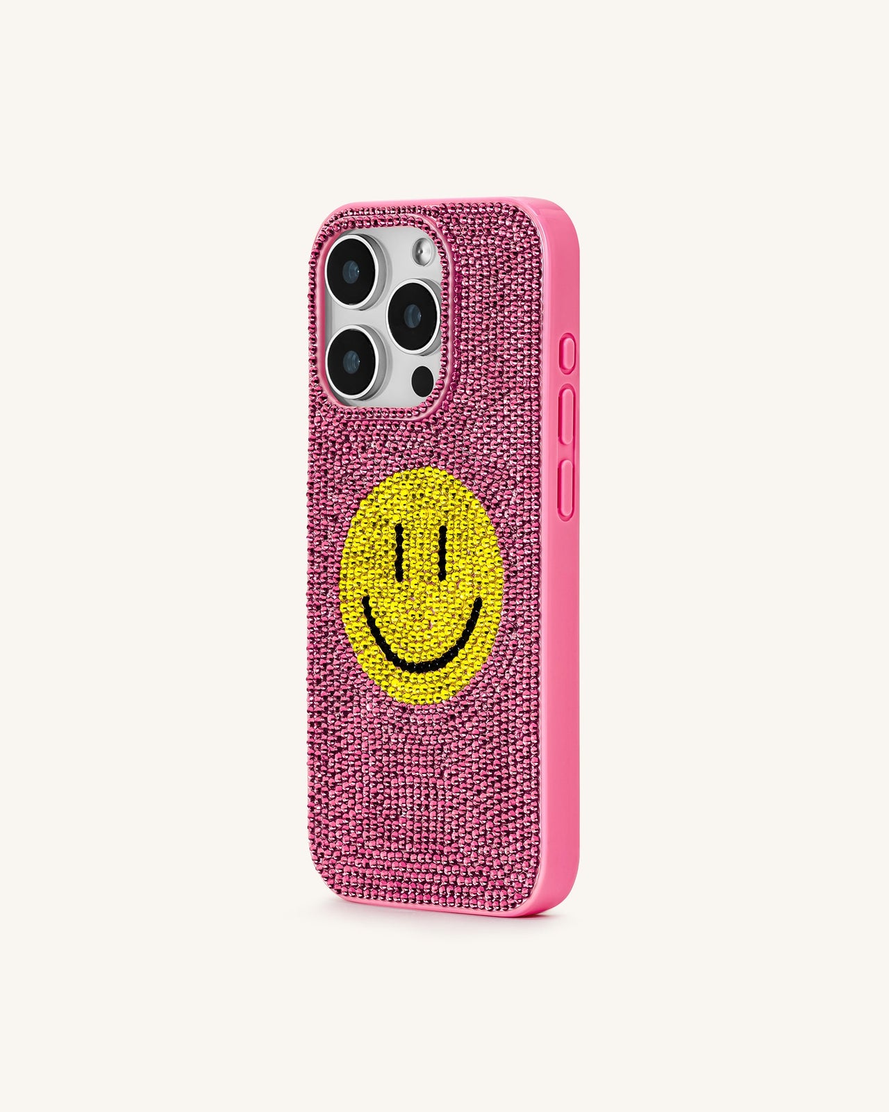 Custodia per Telefono con Cristalli Artificiali Smiley - Rosa