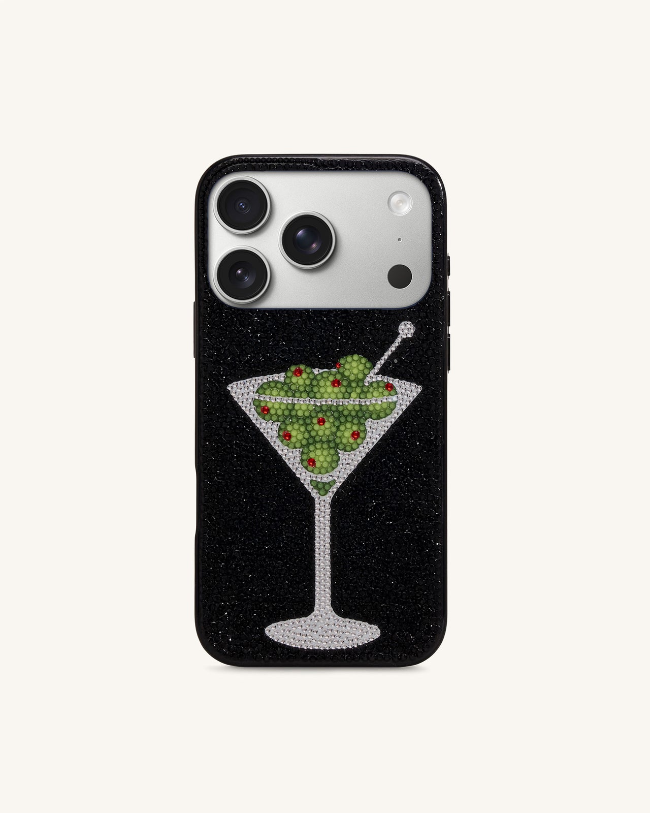 Olive Martini Custodia per Telefono in Cristallo Artificiale - Nero