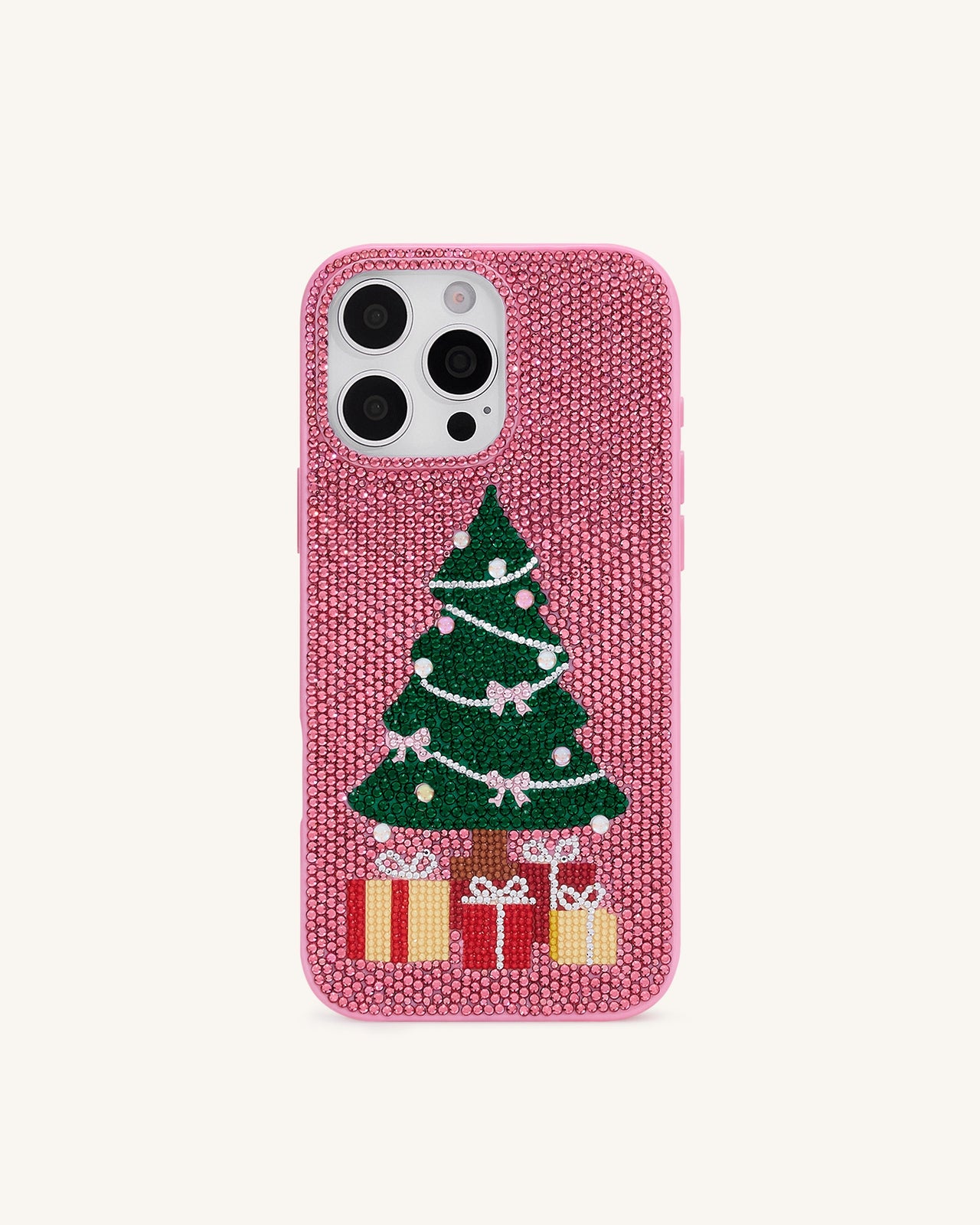 Funda para Teléfono con Árbol de Navidad de Brillos - Rosa