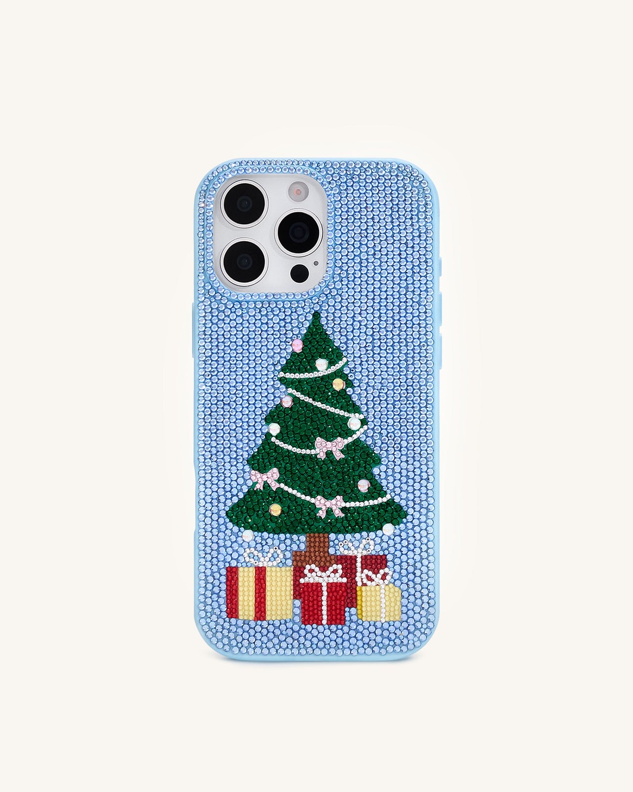 Funda para Teléfono con Árbol de Navidad de Brillos - Azul Claro