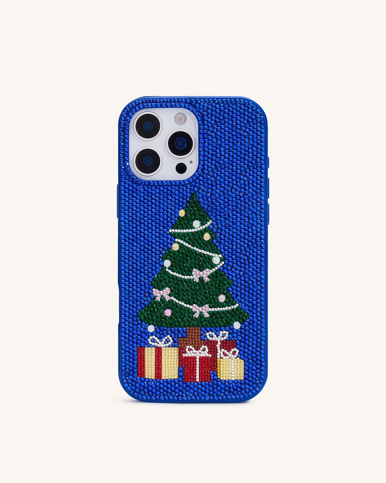 Funda para Teléfono con Árbol de Navidad de Brillos - Azul Cobalto