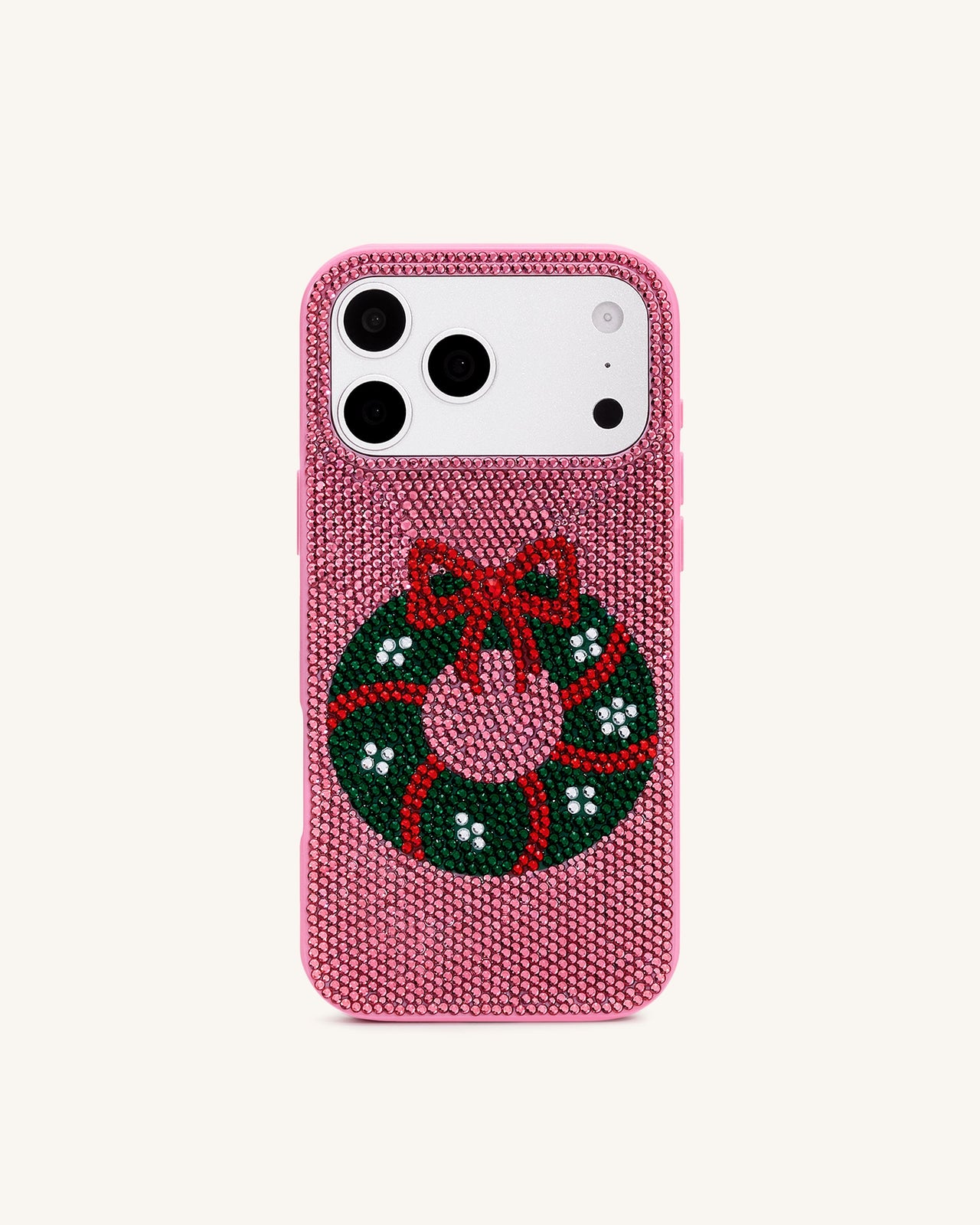 Funda de Teléfono con Brillos de Corona Holiday - Rosa