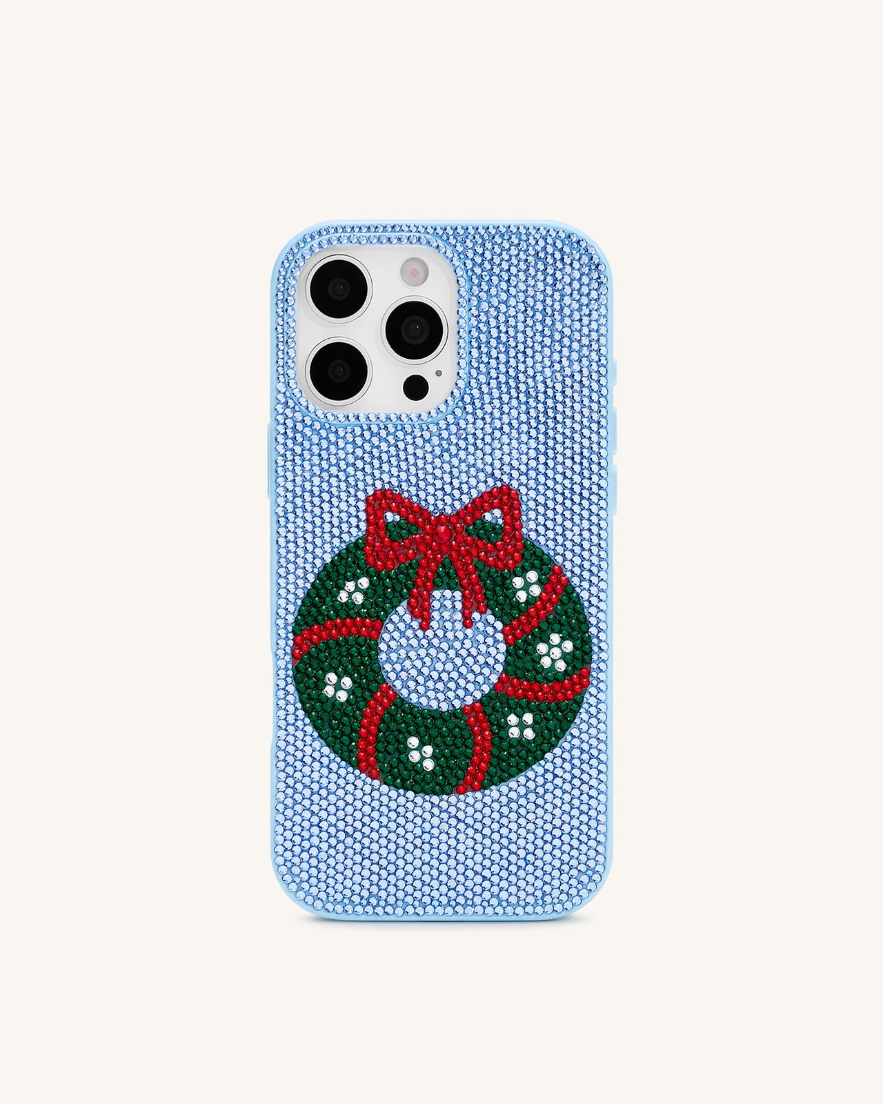 Funda de Teléfono con Brillos de Corona Holiday - Azul claro
