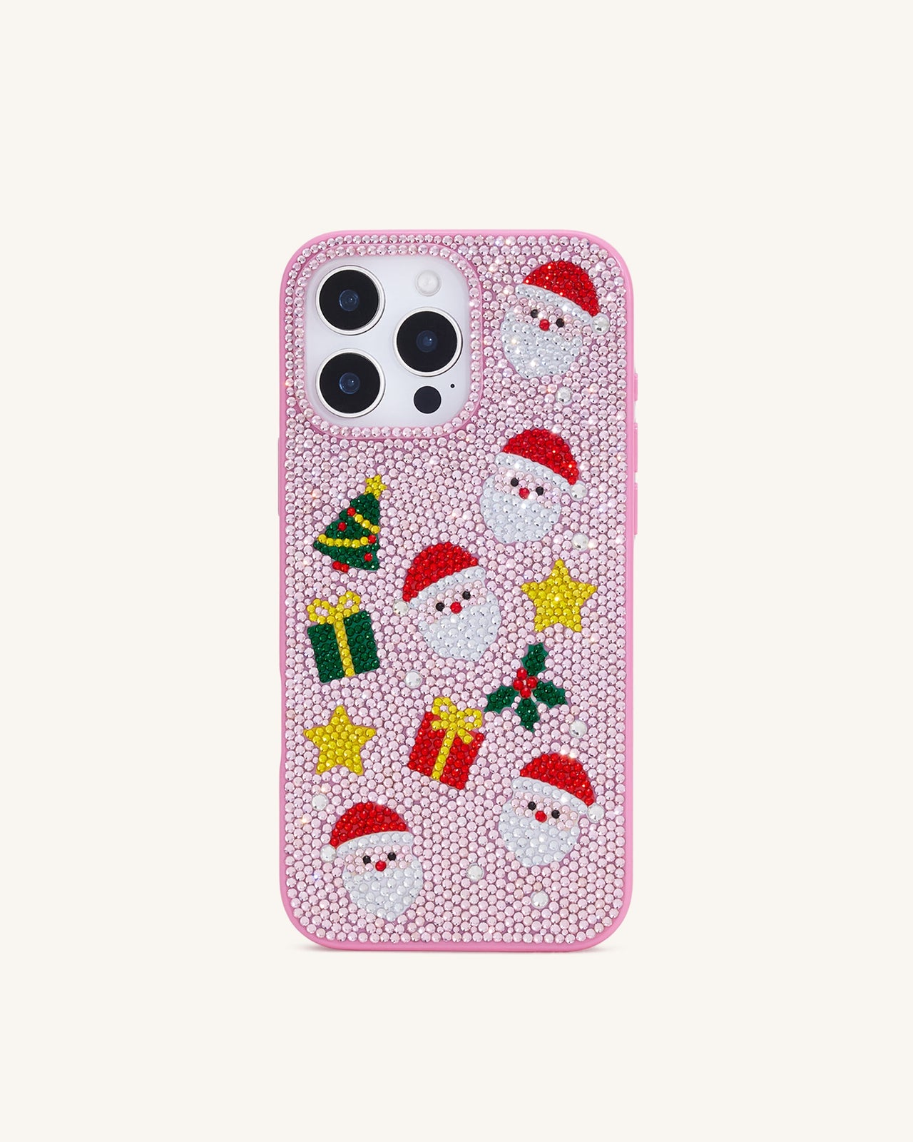 Funda de Teléfono de Cristal Artificial con Iconos Holiday - Rosa