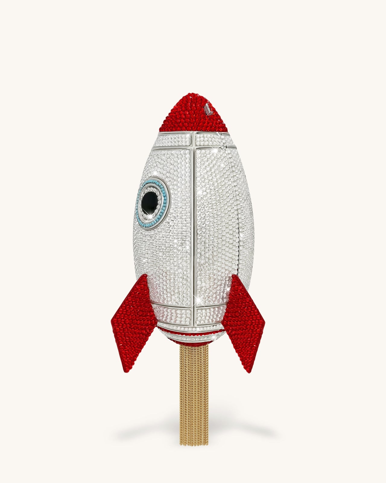 Rocket Forma Pochette Finto Cristallo - Argento