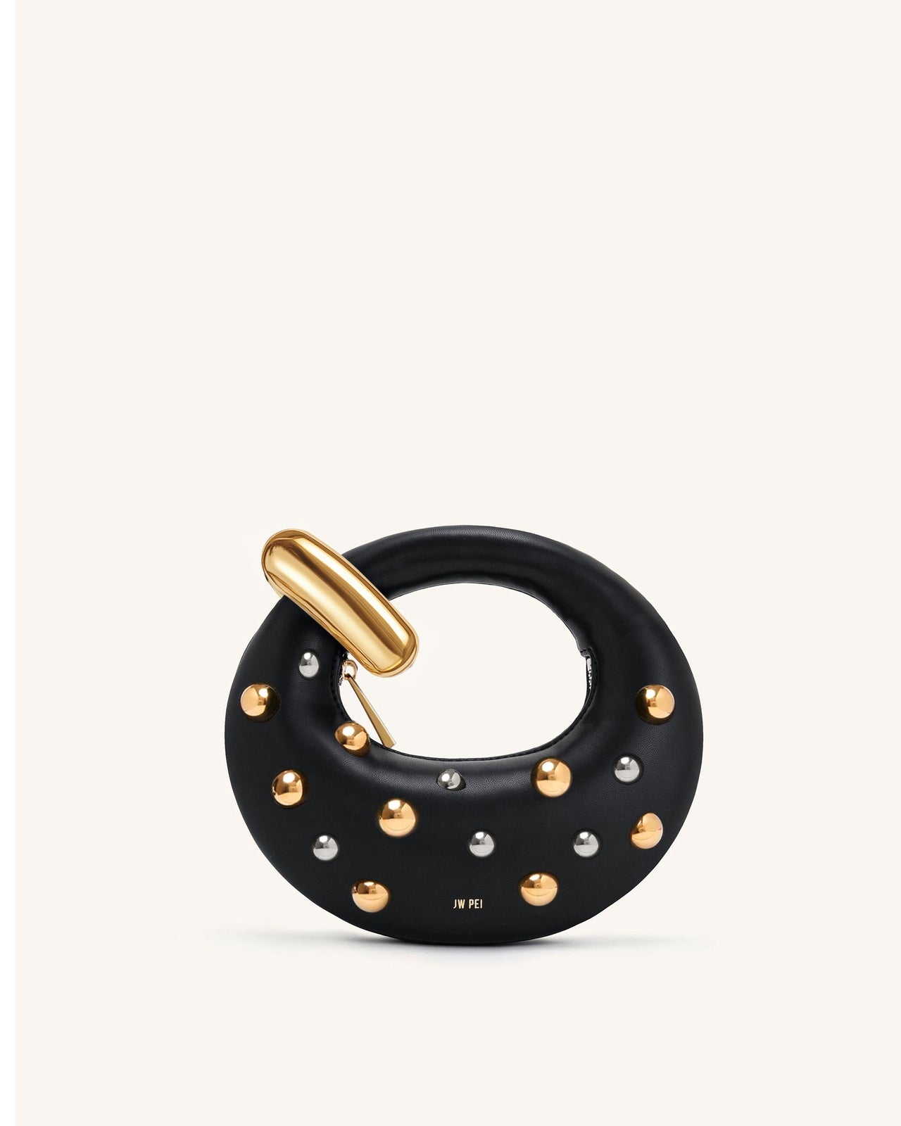 Borsa Abacus mini borchiata con manico superiore - Nero