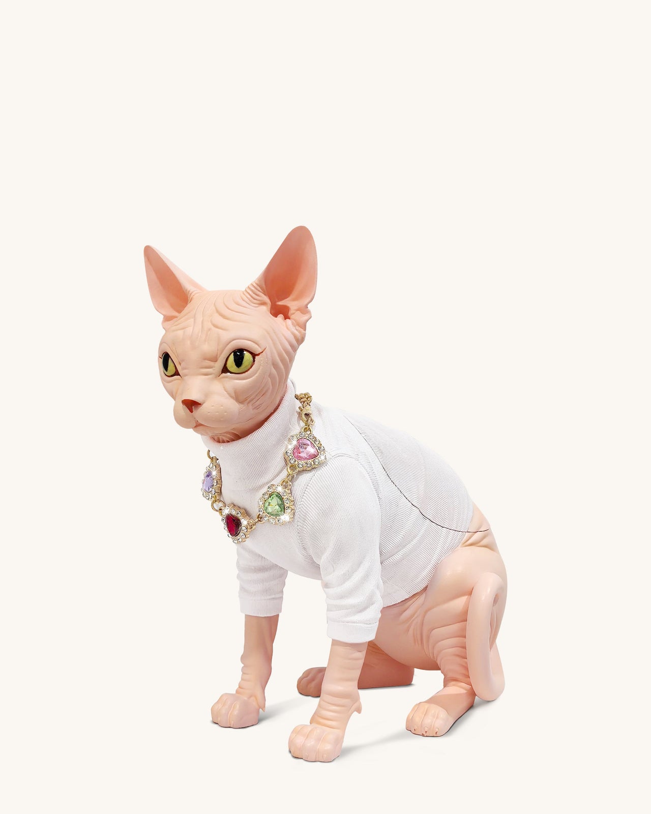 Sadie Pochette a Forma di Gatto con Collana di Gemme - Bianco