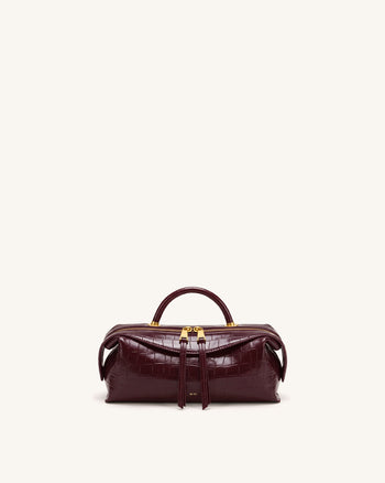 Mireya Borsa a mano con doppia zip - Effetto coccodrillo bordeaux