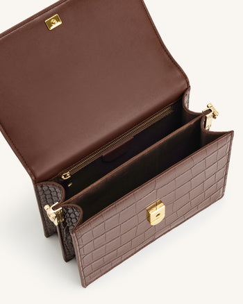 Mini Tracolla a Soffietto - Umber Croc