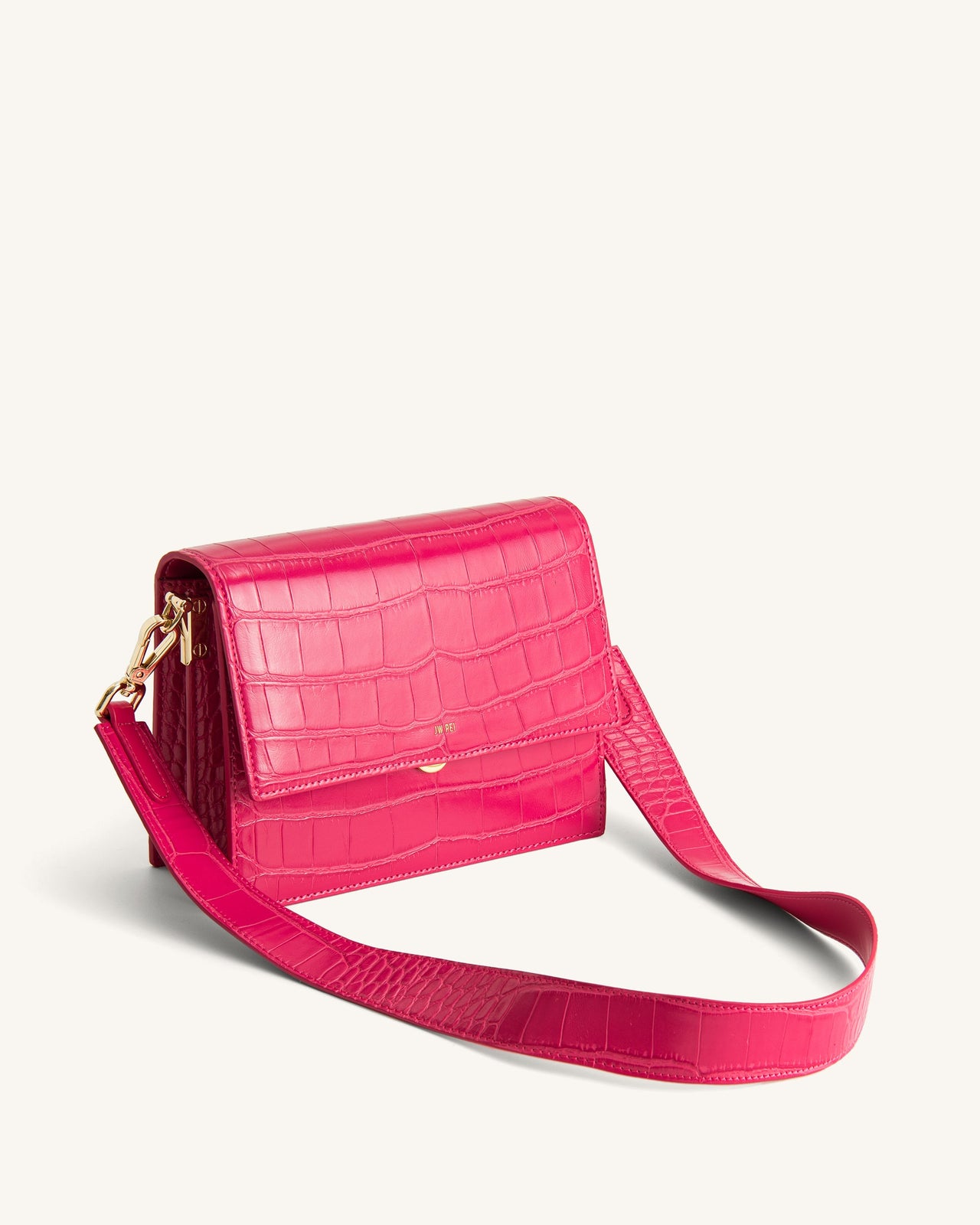 Mini Tracolla a Patta - Coccodrillo Magenta