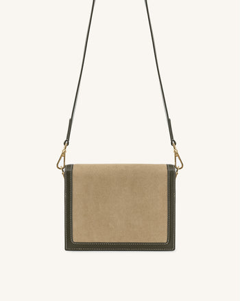 Mini tracolla con patta in finto suede - Verde