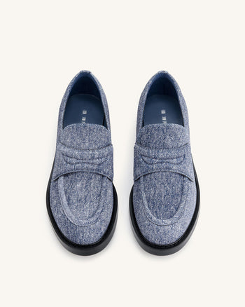 Micah Mocassino Chunky in Denim a Rilievo - Blu