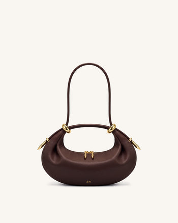 Ellie Borsa a mano a mezzaluna con anello in metallo - Marrone scuro
