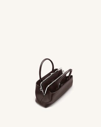 Anouk Borsa a mano con struttura rigida - Marrone scuro