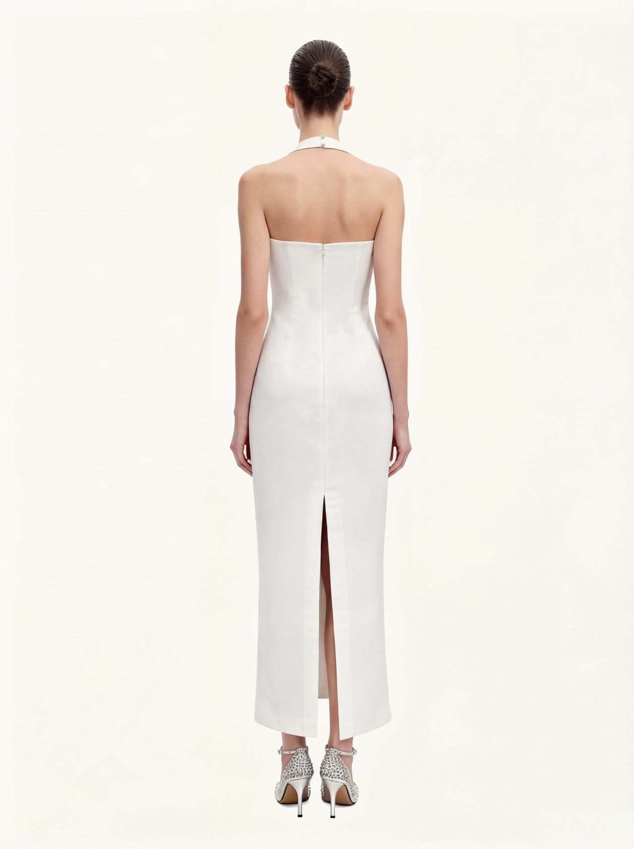 Abito lungo floreale con allacciatura al collo a stampa floreale - Bianco