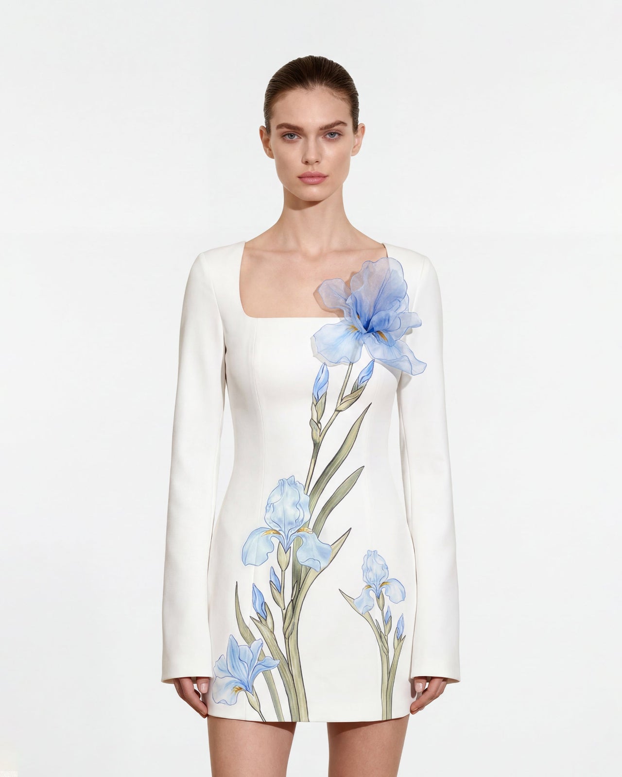 Abito aderente a stampa floreale - Bianco