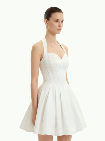 Mini Abito Bustier Plissettato All'americana - Bianco