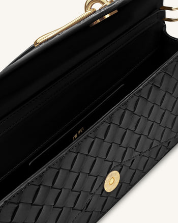 Celeste Borsa con manico superiore a busta testurizzata intrecciata - Nero