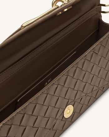 Celeste Borsa con manico superiore a busta testurizzata intrecciata - Marrone mocca