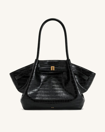 Hana Borsa tote grande - Coccodrillo nero