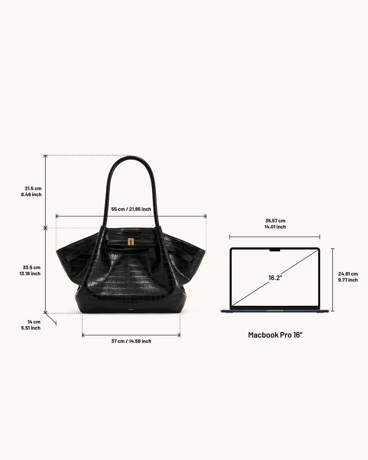Hana Borsa tote grande - Coccodrillo nero