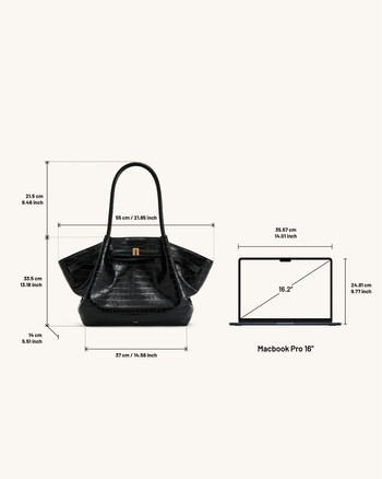 Hana Borsa tote grande - Coccodrillo nero