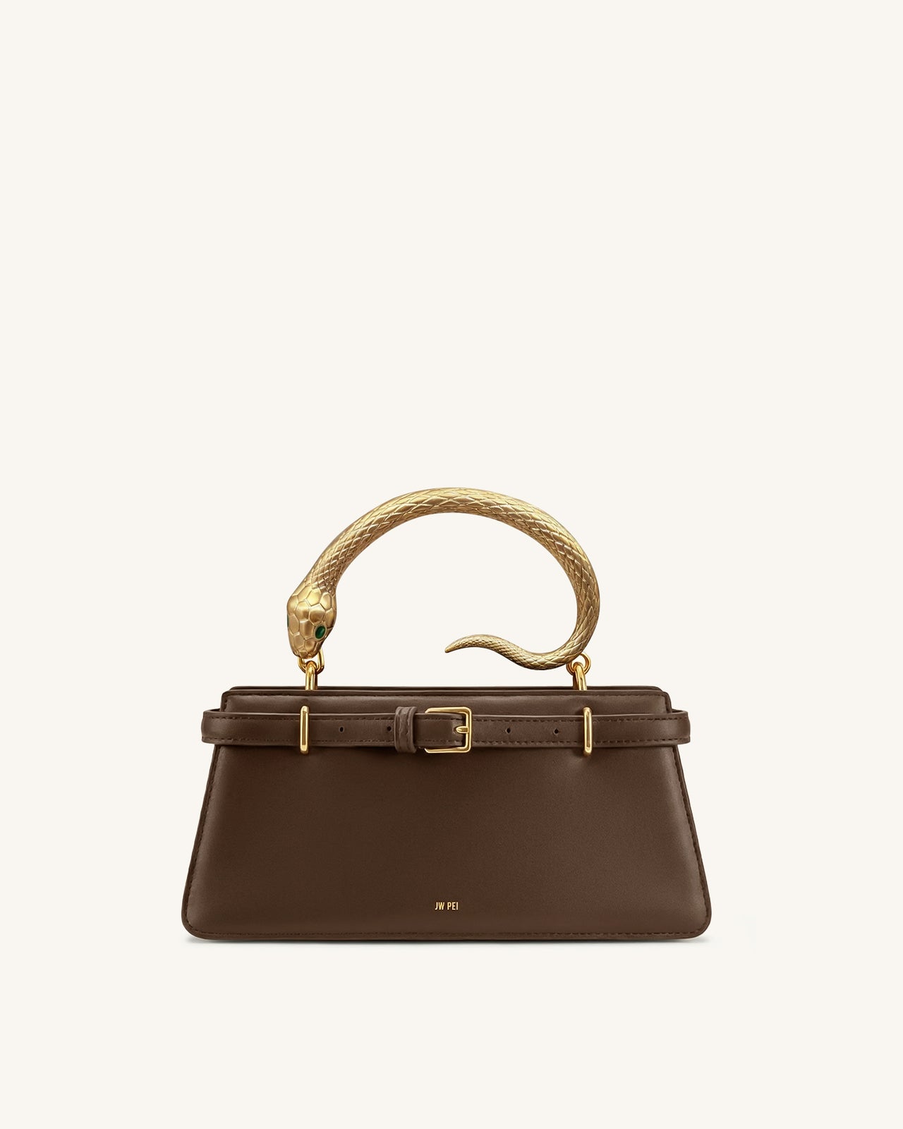 Elena Borsa con manico superiore a serpente - Marrone scuro