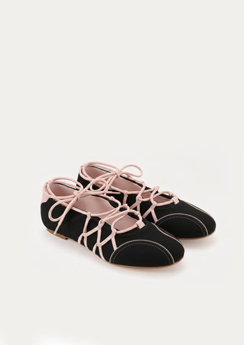 Iria Ballerine stringate - Nero e rosa