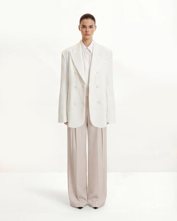 Pantaloni a gamba larga plissettati - Beige