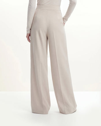 Pantaloni a gamba larga plissettati - Beige