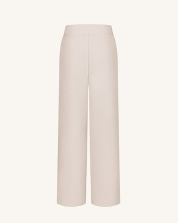 Pantaloni a gamba larga plissettati - Beige