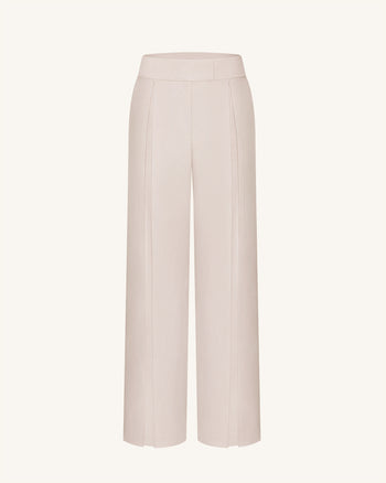 Pantaloni a gamba larga plissettati - Beige