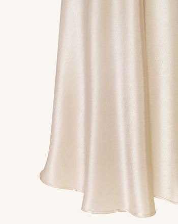 Gonna lunga drappeggiata effetto raso - Crema