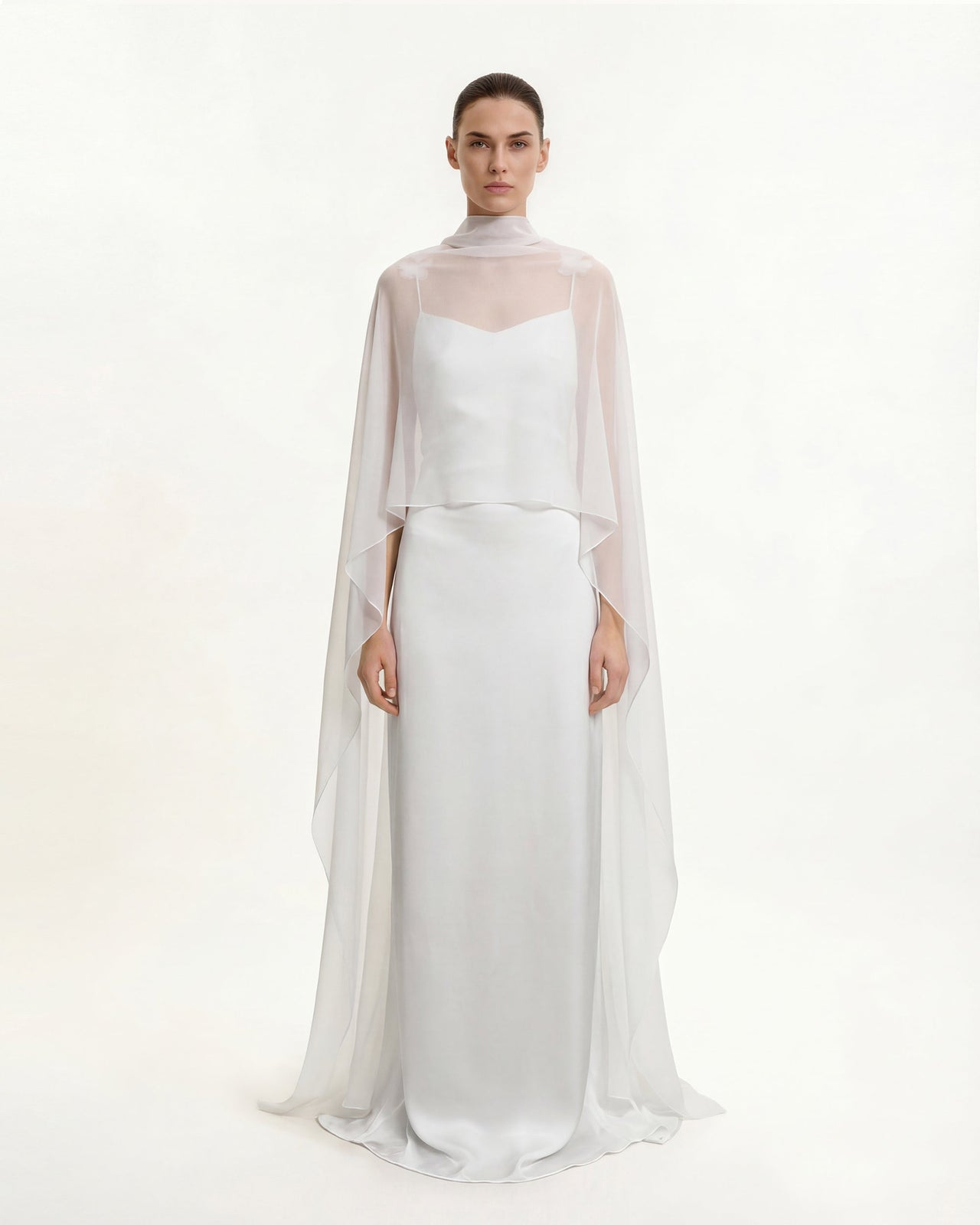 Sciarpa mantella in tulle - Bianco