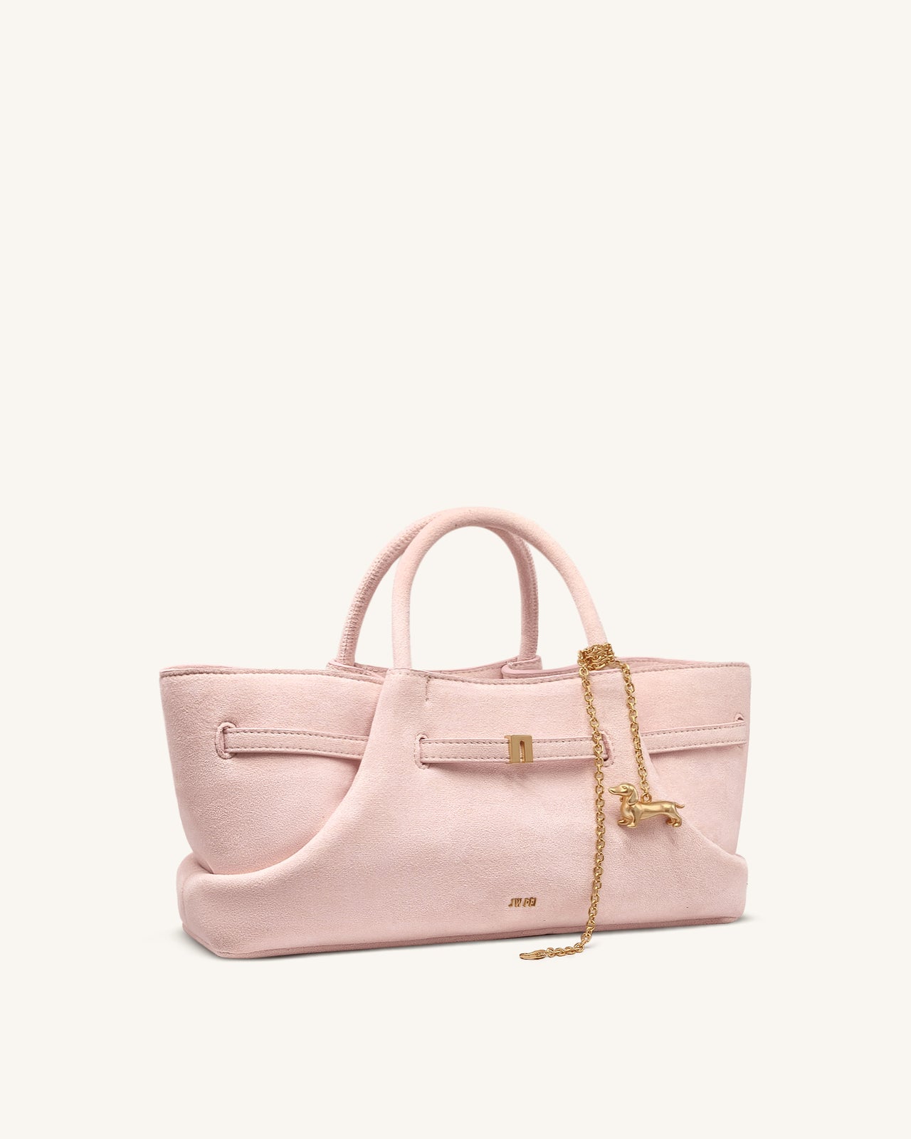 Maeve Borsa shopper in ecopelle scamosciata con ciondolo a bassotto in metallo - Rosa