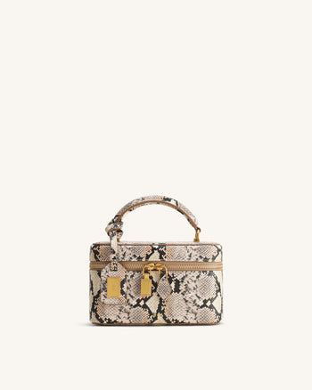 Cleo Borsa con Manico Superiore a Forma di Scatola - Beige