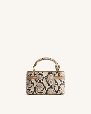 Cleo Borsa con Manico Superiore a Forma di Scatola - Beige
