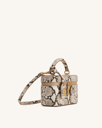 Cleo Borsa con Manico Superiore a Forma di Scatola - Beige