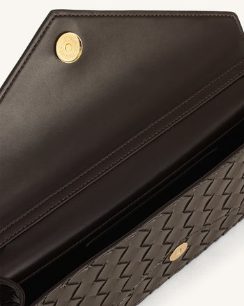 Celeste Borsa a mano con trama intrecciata e patta - Marrone scuro