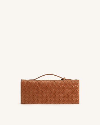 Celeste Borsa a mano con trama intrecciata e patta - Marrone