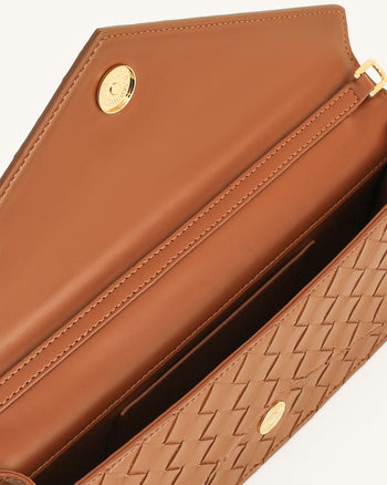 Celeste Borsa a mano con trama intrecciata e patta - Marrone
