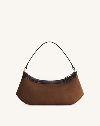 Lily Borsa a spalla in finto suede - Marrone scuro