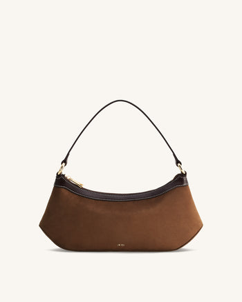 Lily Borsa a spalla in finto suede - Marrone scuro
