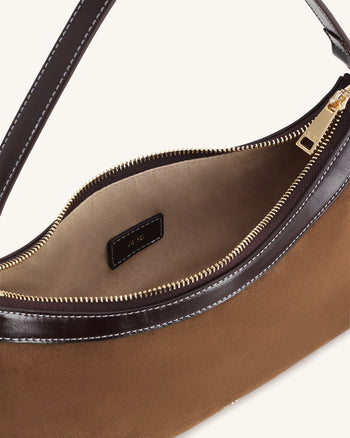 Lily Borsa a spalla in finto suede - Marrone scuro