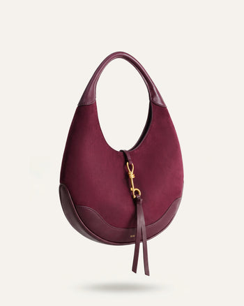 Colette Borsa a mezzaluna hobo in finto camoscio - Bordeaux scuro