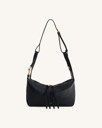 Selia Borsa a tracolla in pelle martellata - Nero
